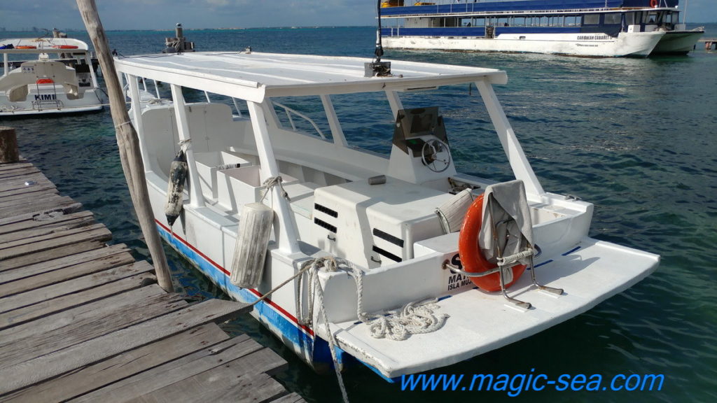 Crystal bottom boat at Beach Club Isla Mujeres