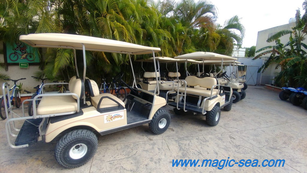 Golf cart at Beach Club Isla Mujeres