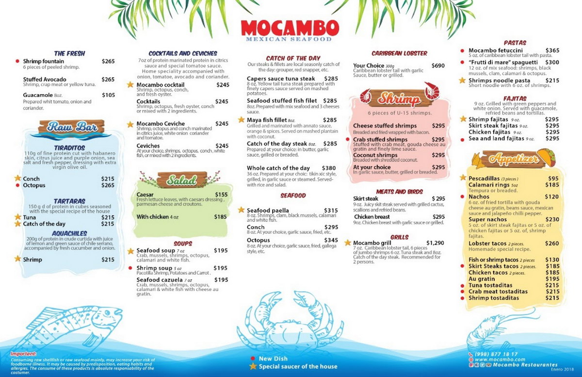 Restaurante Mocambo Isla Mujeres Menu